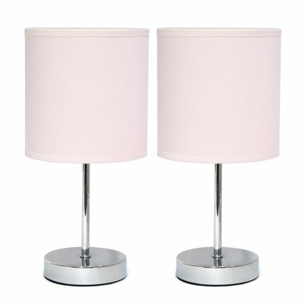 Lighting Business Chrome Mini Basic Table Lamp with Fabric Shade, Blush Pink, 2PK LI2519795